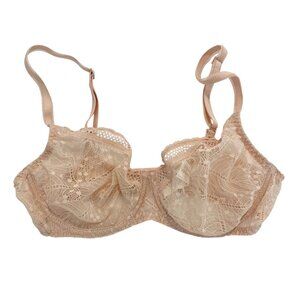 Simone Perele Comete Molded Full Cup Bra Nude Lace Lightly Lined - Size 32C